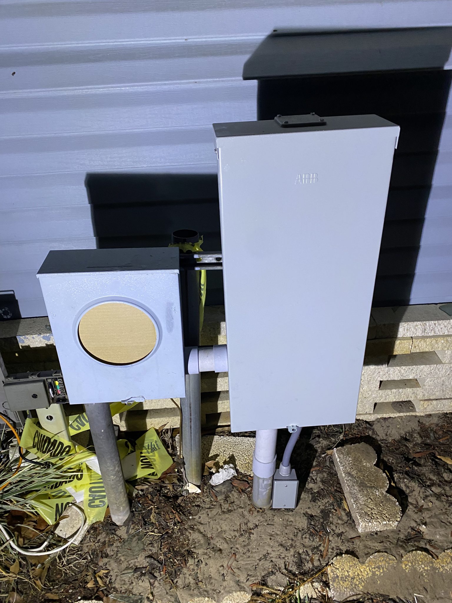 Equipment used during a home electrical panel upgrade.