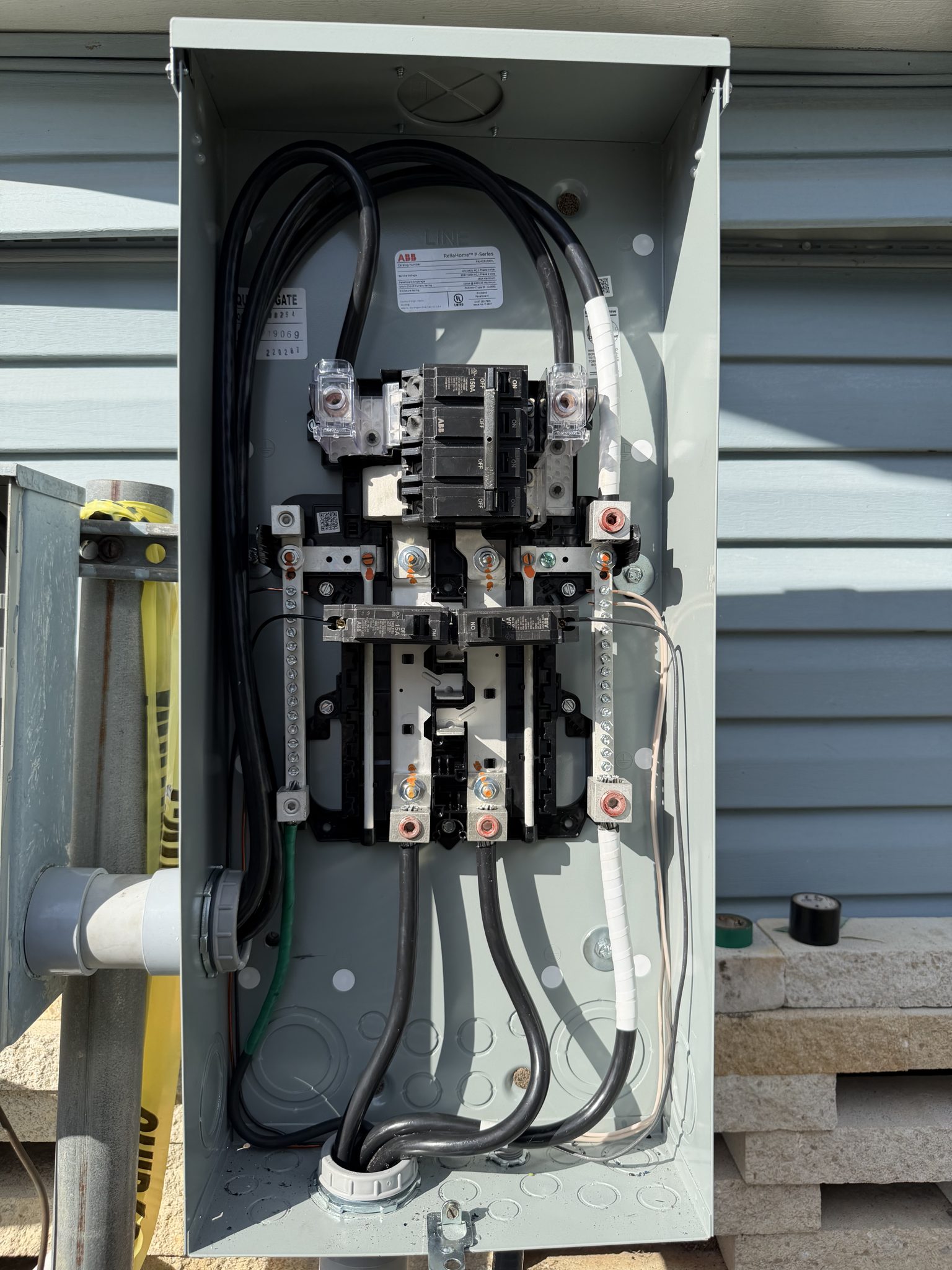 Electrical panel installed as part of a home upgrade.