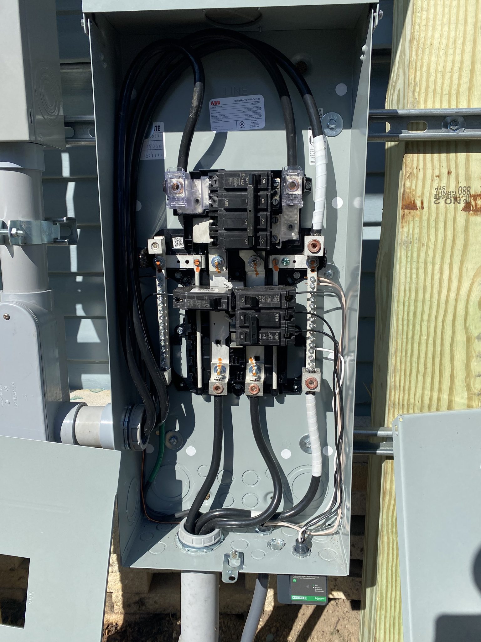 Electrical panel with circuits during a home upgrade.