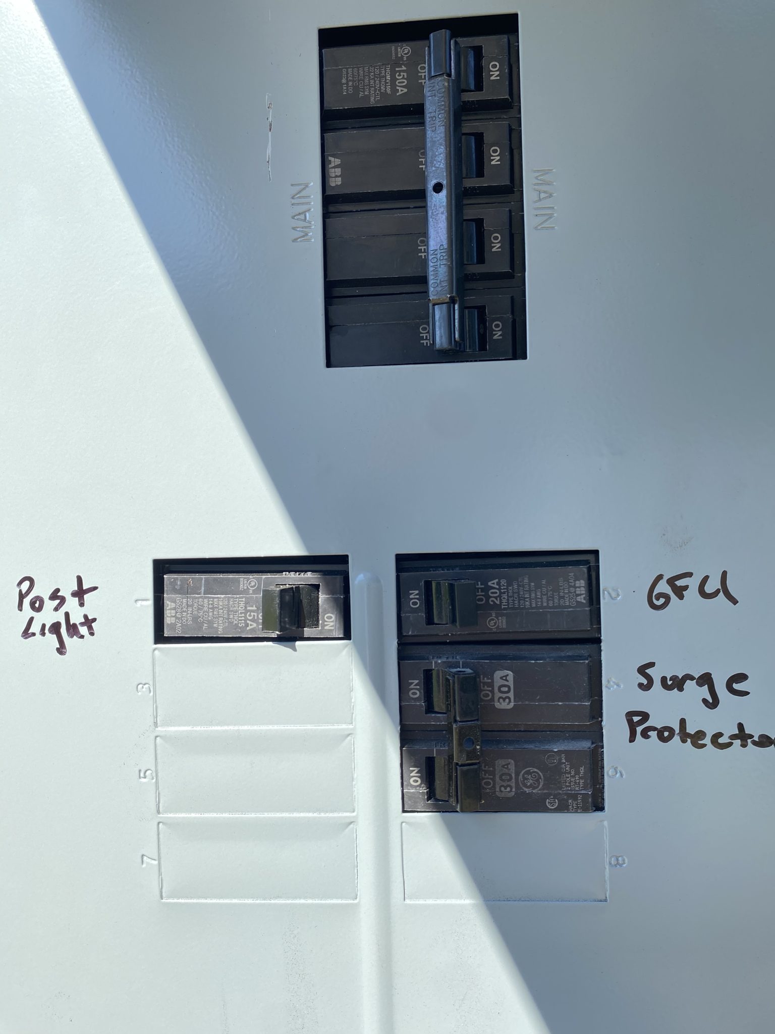 Detail of a home electrical panel during an upgrade.