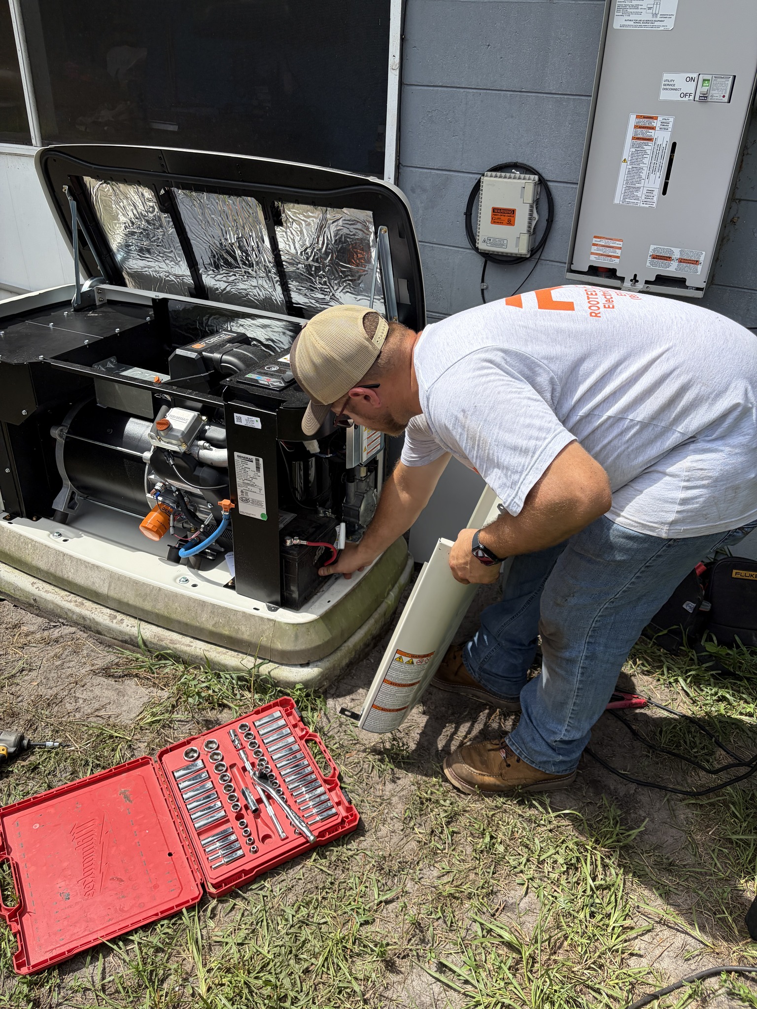 Second view of the generator and transfer switch replacement work.